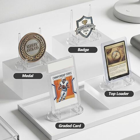 Card Display Stand, 10 Pack Acrylic Trading Card Display Stands, Cards Stands for Challenge Coin Graded Sports Trading PSA Baseball Cards (3.8 Inch Tall) in Saudi Arabia