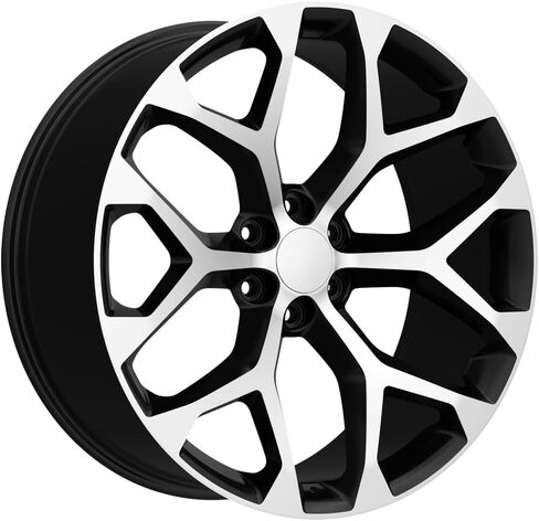 Replica 177BM New Snowflake 20x9 6x5.5" +24mm Black/Machined Wheel Rim 20" Inch in Saudi Arabia
