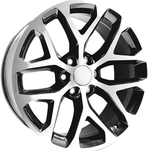 Replica 177BM New Snowflake 20x9 6x5.5" +24mm Black/Machined Wheel Rim 20" Inch in Saudi Arabia