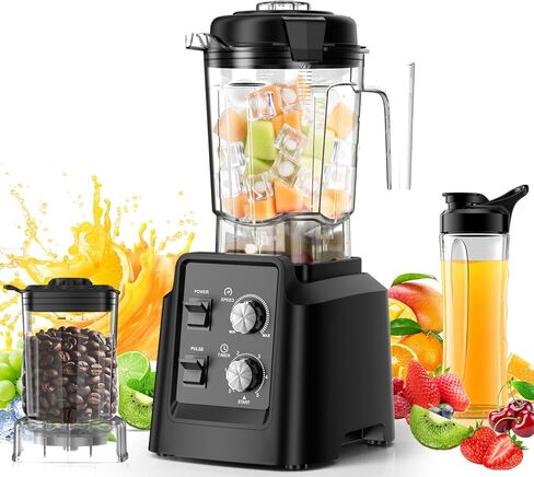 1400 Watts Blender with Grinder - 6-Blade Professional Smoothie Blenders for Kitchen, Crushes Ice, Self-Cleaning, 68oz & 27oz Jars Dishwasher Safe, for Baby Food, Nut Butter in Saudi Arabia