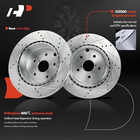 A-Premium Front and Rear Drilled and Slotted Disc Brake Rotors Compatible with Select Subaru Models - Impreza 2008-2014, WRX STI 2013-2017, 4-PC Set in Kuwait