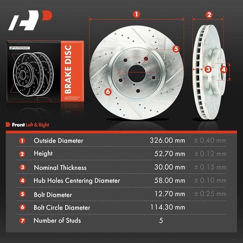 A-Premium Front and Rear Drilled and Slotted Disc Brake Rotors Compatible with Select Subaru Models - Impreza 2008-2014, WRX STI 2013-2017, 4-PC Set in Kuwait