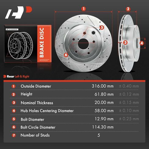 A-Premium Front and Rear Drilled and Slotted Disc Brake Rotors Compatible with Select Subaru Models - Impreza 2008-2014, WRX STI 2013-2017, 4-PC Set in Kuwait