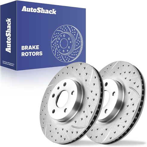دوارات فرامل أمامية من AutoShack لسيارة Ford & Lincoln، Fusion 2013-2020 MKZ 2013-2016، AWD FWD L4 1.5L 1.6L 2.0L 2.5L - مطلية بالزنك الفضي محفورة ومشقوقة - SilverShield Pro - 11.81 بوصة (300 مم)، 5 عروات in Kuwait