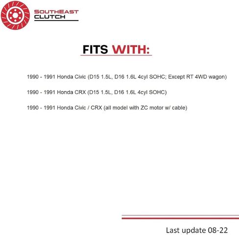 طقم القابض متوافق مع Civic Crx Base Cx Dx Ex Lx Si Hf 1990-1991 1.6L L4 1.5L l4 GAS SOHC مستنشق بشكل طبيعي (D15؛ D16؛ جميع الطرازات مزودة بمحرك ZC مع كابل ترانزستور؛ المرحلة 1؛ باستثناء عربة 4Wd) in Kuwait