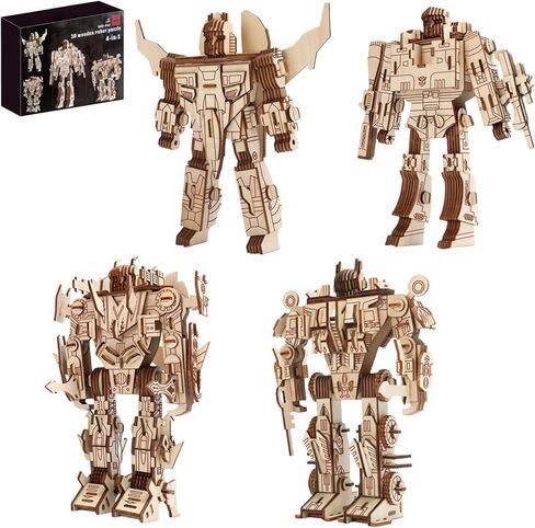 3D Wooden Puzzles Robot for Adults 4 in 1-660+pcs Robot STEM Building Set 1:10 Scale Building Puzzles Wooden Robots Model Kit,Ideal Gift for Adults Men Women Hobbies for Birthday & Christmas in Saudi Arabia