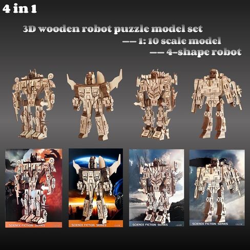 3D Wooden Puzzles Robot for Adults 4 in 1-660+pcs Robot STEM Building Set 1:10 Scale Building Puzzles Wooden Robots Model Kit,Ideal Gift for Adults Men Women Hobbies for Birthday & Christmas in Saudi Arabia