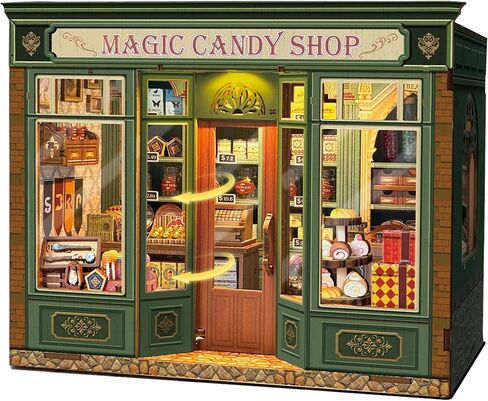 Magic Candy Shop Book Nook Kits for Adults, DIY Miniature House Kit with LED Lights, Booknook Kit Bookshelf Decor, 3D Wooden Puzzle Gifts in Saudi Arabia