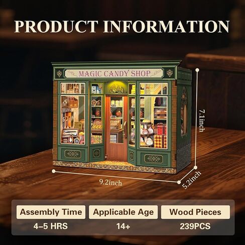 Magic Candy Shop Book Nook Kits for Adults, DIY Miniature House Kit with LED Lights, Booknook Kit Bookshelf Decor, 3D Wooden Puzzle Gifts in Saudi Arabia