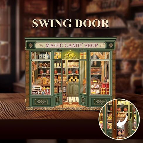 Magic Candy Shop Book Nook Kits for Adults, DIY Miniature House Kit with LED Lights, Booknook Kit Bookshelf Decor, 3D Wooden Puzzle Gifts in Saudi Arabia