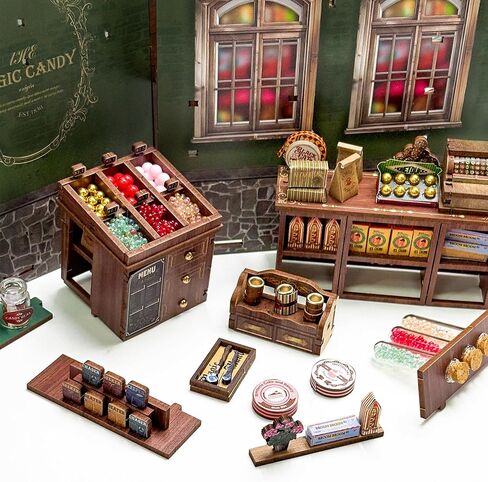 Magic Candy Shop Book Nook Kits for Adults, DIY Miniature House Kit with LED Lights, Booknook Kit Bookshelf Decor, 3D Wooden Puzzle Gifts in Saudi Arabia