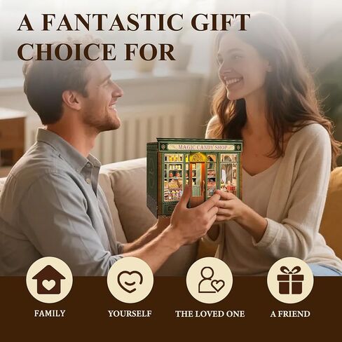 Magic Candy Shop Book Nook Kits for Adults, DIY Miniature House Kit with LED Lights, Booknook Kit Bookshelf Decor, 3D Wooden Puzzle Gifts in Saudi Arabia
