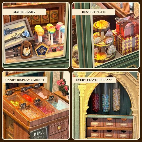 Magic Candy Shop Book Nook Kits for Adults, DIY Miniature House Kit with LED Lights, Booknook Kit Bookshelf Decor, 3D Wooden Puzzle Gifts in Saudi Arabia