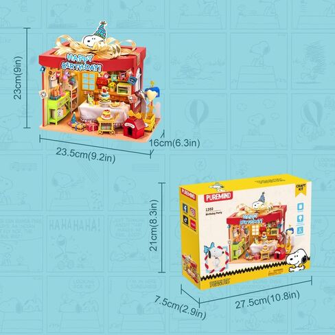 puremind 3D Wooden Snoopy Puzzle Birthday House - Officially Licensed Peanuts Snoopy Puzzle Set, Gift Box Style Buildable Mini House with Figure for Collectors & Display in Saudi Arabia