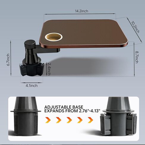 Car Tray & Desk for Laptop, Dual 360° Rotating, Anti-Slip Leather Surface, Steering Wheel Tray, Car Accessories- Compatible with Tesla Model Y/3/S, Ford F150/Explorer/Most Vehicles (Brown) in Saudi Arabia