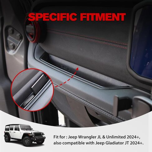 صينية قضيب الإمساك FIERYRED متوافقة مع 2024 2025 Jeep Wrangler JL JLU 4XE وJeep Gladiator JT، منظم تخزين صينية الإمساك الجانبية للركاب، الملحقات الداخلية in Kuwait