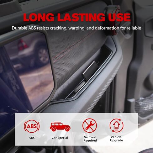 صينية قضيب الإمساك FIERYRED متوافقة مع 2024 2025 Jeep Wrangler JL JLU 4XE وJeep Gladiator JT، منظم تخزين صينية الإمساك الجانبية للركاب، الملحقات الداخلية in Kuwait