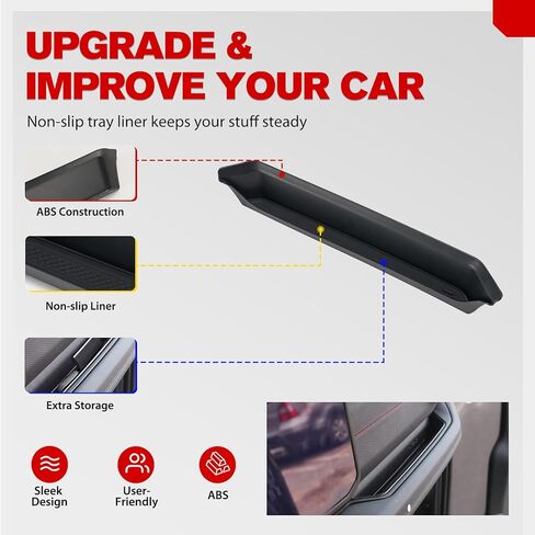 صينية قضيب الإمساك FIERYRED متوافقة مع 2024 2025 Jeep Wrangler JL JLU 4XE وJeep Gladiator JT، منظم تخزين صينية الإمساك الجانبية للركاب، الملحقات الداخلية in Kuwait