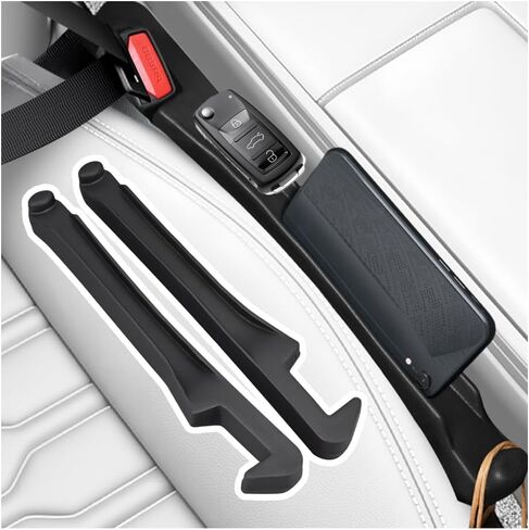 3 in 1 Car Seat Gap Filler 2 Pack,2026 Upgraded Car Side Seat Gap Filler with Organizer Slot & Hook,Universal in Between Cars Seats Catcher Cars Accessories to Avoid Item Drop in Kuwait