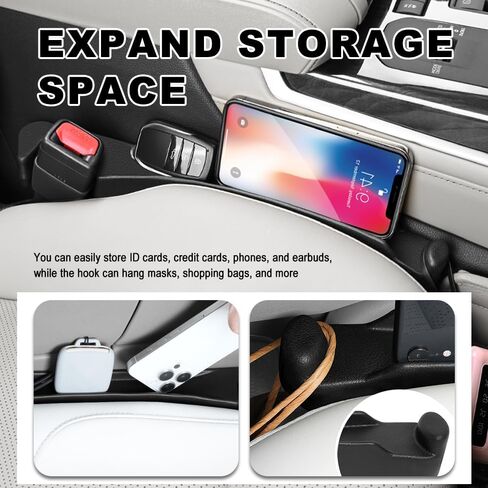 3 in 1 Car Seat Gap Filler 2 Pack,2026 Upgraded Car Side Seat Gap Filler with Organizer Slot & Hook,Universal in Between Cars Seats Catcher Cars Accessories to Avoid Item Drop in Kuwait