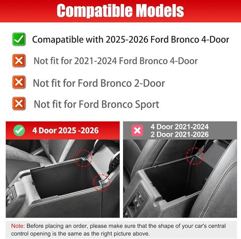 صينية تنظيم وحدة التحكم المركزية متوافقة مع 2026 2025 Ford Bronco 4 أبواب، صندوق تخزين مسند الذراع، ملحقات داخلية in Kuwait