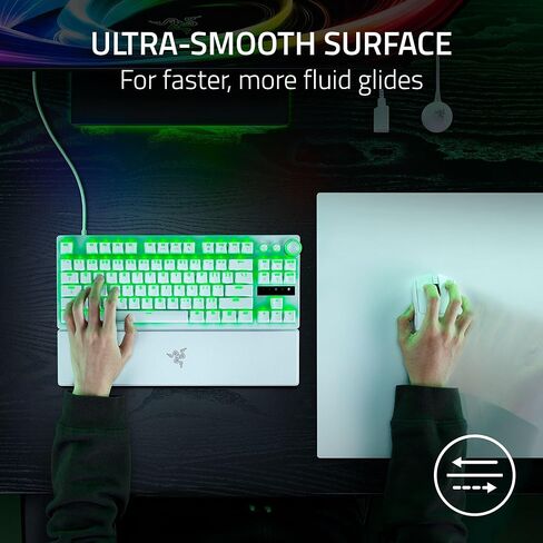 حصيرة ماوس الألعاب Razer Atlas Pro من الزجاج المقوى — رفيعة للغاية بسمك 1.9 ملم، مقاومة للأوساخ والخدش، سطح فائق النعومة منخفض الاحتكاك، مُحسّن لأجهزة الاستشعار البصرية، قاعدة مضادة للانزلاق — أبيض in Kuwait