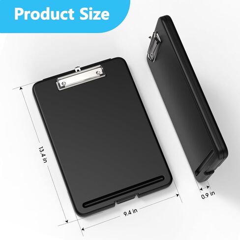 Clipboard with Storage, 8.5 x 11 Storage Clip Board with Low Profile Clip, Heavy Duty Nursing Foldable, Suitable for Classroom, Teacher, Coaches, Office School Supply(Black) in Saudi Arabia