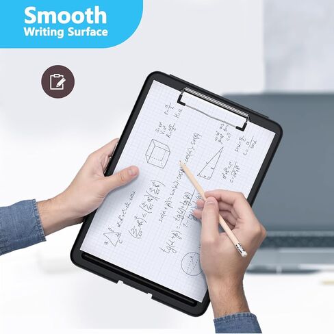 Clipboard with Storage, 8.5 x 11 Storage Clip Board with Low Profile Clip, Heavy Duty Nursing Foldable, Suitable for Classroom, Teacher, Coaches, Office School Supply(Black) in Saudi Arabia