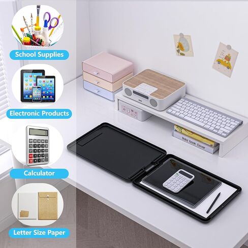 Clipboard with Storage, 8.5 x 11 Storage Clip Board with Low Profile Clip, Heavy Duty Nursing Foldable, Suitable for Classroom, Teacher, Coaches, Office School Supply(Black) in Saudi Arabia