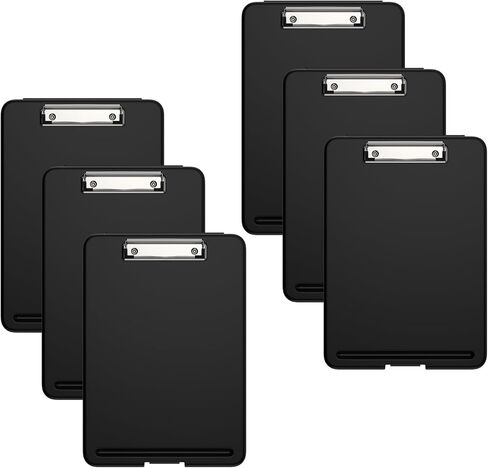 Clipboard with Storage, 8.5 x 11 Storage Clip Board with Low Profile Clip, Heavy Duty Nursing Foldable, Suitable for Classroom, Teacher, Coaches, Office School Supply(Black) in Saudi Arabia
