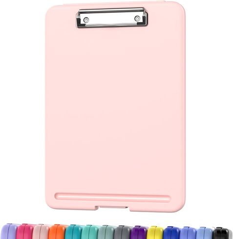 Clipboard with Storage, 8.5 x 11 Storage Clip Board with Low Profile Clip, Heavy Duty Nursing Foldable, Suitable for Classroom, Teacher, Coaches, Office School Supply(Black) in Saudi Arabia