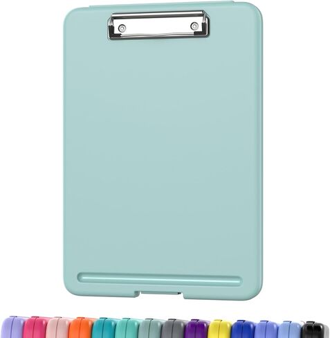 Clipboard with Storage, 8.5 x 11 Storage Clip Board with Low Profile Clip, Heavy Duty Nursing Foldable, Suitable for Classroom, Teacher, Coaches, Office School Supply(Black) in Saudi Arabia