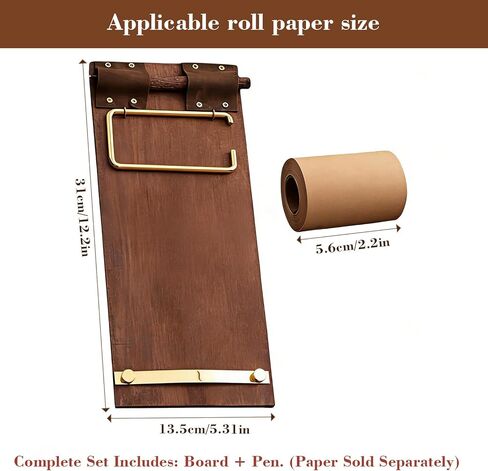 Vintage Clipboard Hanging Memo Board - DIY Paper Note Holder with Cutter for Cafe Menu Home Decor School to-Do Lists Message Board - Includes Realistic Wood-Look Pen (Board + Pen Set) in Saudi Arabia