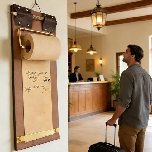 Vintage Clipboard Hanging Memo Board - DIY Paper Note Holder with Cutter for Cafe Menu Home Decor School to-Do Lists Message Board - Includes Realistic Wood-Look Pen (Board + Pen Set) in Saudi Arabia