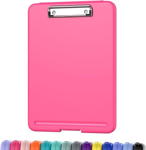 Clipboard with Storage, 8.5 x 11 Storage Clip Board with Low Profile Clip, Heavy Duty Nursing Foldable, Suitable for Classroom, Teacher, Coaches, Office School Supply(Black) in Saudi Arabia