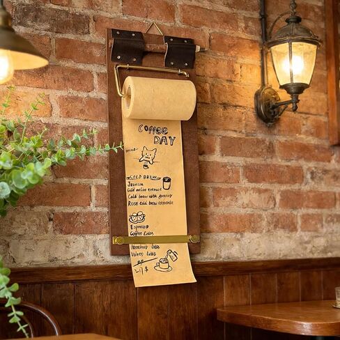 Vintage Clipboard Hanging Memo Board - DIY Paper Note Holder with Cutter for Cafe Menu Home Decor School to-Do Lists Message Board - Includes Realistic Wood-Look Pen (Board + Pen Set) in Saudi Arabia
