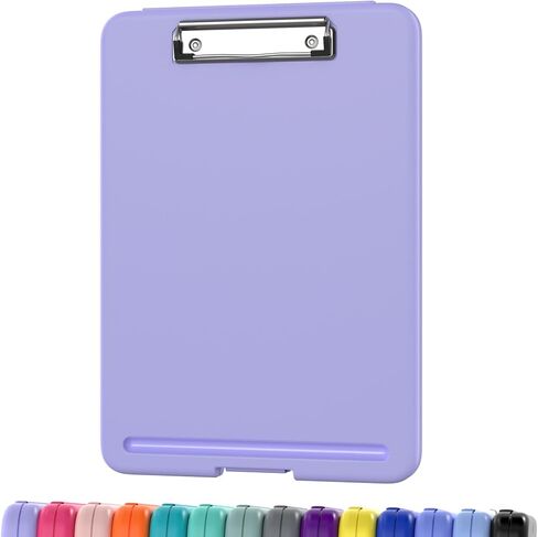 Clipboard with Storage, 8.5 x 11 Storage Clip Board with Low Profile Clip, Heavy Duty Nursing Foldable, Suitable for Classroom, Teacher, Coaches, Office School Supply(Black) in Saudi Arabia