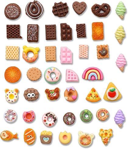 RAHHLIZS 60 PCS Food Themed Resin Charms Slime Charms Cute Set, Mixed Lot Mini Food Charm for DIY Handicrafts, Decorations, Hairpins, Scrapbook, Decorations in Saudi Arabia