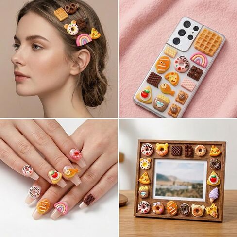 RAHHLIZS 60 PCS Food Themed Resin Charms Slime Charms Cute Set, Mixed Lot Mini Food Charm for DIY Handicrafts, Decorations, Hairpins, Scrapbook, Decorations in Saudi Arabia