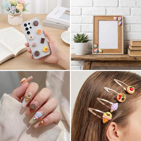 RAHHLIZS 60 PCS Food Themed Resin Charms Slime Charms Cute Set, Mixed Lot Mini Food Charm for DIY Handicrafts, Decorations, Hairpins, Scrapbook, Decorations in Saudi Arabia