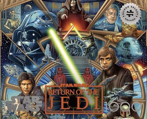 لغز الصور المقطوعة من Buffalo Games Star Wars Return of the Jedi End of an Era مكون من 1000 قطعة - 26.75 × 19.75 بوصة، يتضمن ملصقًا - ملصق دارث فيدر - صندوق زينة من الرقائق المعدنية - لغز حرب النجوم للبالغين in Kuwait