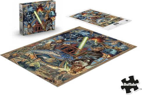 لغز الصور المقطوعة من Buffalo Games Star Wars Return of the Jedi End of an Era مكون من 1000 قطعة - 26.75 × 19.75 بوصة، يتضمن ملصقًا - ملصق دارث فيدر - صندوق زينة من الرقائق المعدنية - لغز حرب النجوم للبالغين in Kuwait