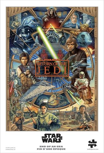 لغز الصور المقطوعة من Buffalo Games Star Wars Return of the Jedi End of an Era مكون من 1000 قطعة - 26.75 × 19.75 بوصة، يتضمن ملصقًا - ملصق دارث فيدر - صندوق زينة من الرقائق المعدنية - لغز حرب النجوم للبالغين in Kuwait