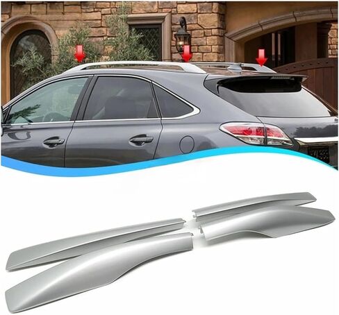 4pcs Silver Roof Rack Luggage Guard Rack Rails End Cap Protection Cover Trim Compatible for Lexus RX RX350 RX450 2010-2015 Car Accessories in Saudi Arabia