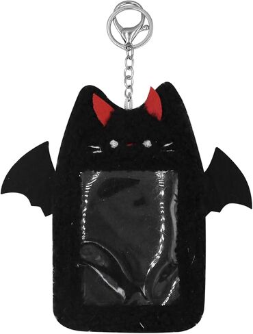 Cute Plush Kpop Photocard Holder with Keychain Photo Sleeve Bank ID Credit Card Holder Protector Stationery,Devil Cat in Saudi Arabia
