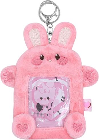 Cute Plush Kpop Photocard Holder with Keychain Photo Sleeve Bank ID Credit Card Holder Protector Stationery,Devil Cat in Saudi Arabia