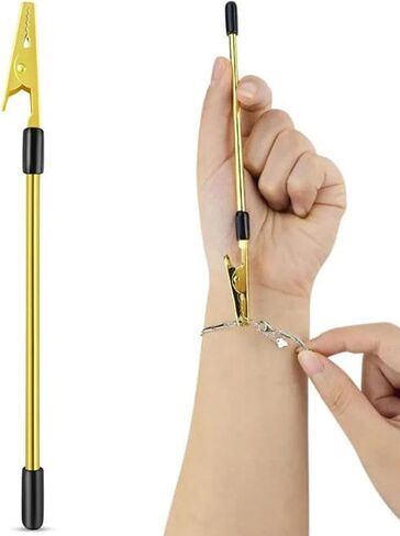 Alligator Clip Holder Metal Thick Rod Rubber-Tipped Tri-Color, Business Card Display, Jewelry Organizer, Home Storage, Golden in Kuwait