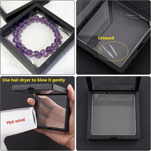60 Pcs 3D Floating Display Case 2.8 x 2.8 x 0.8 Inch Coin Frame Display Holder Stands for Antique Challenge Coins, Jewelry, Shells, Gems, Minerals, Rocks, Specimen, Pins(Black) in Saudi Arabia