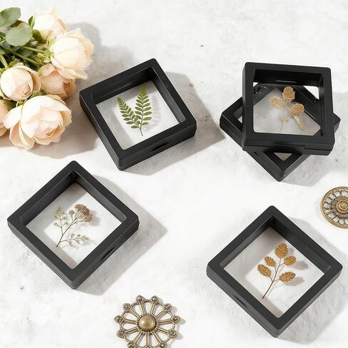 60 Pcs 3D Floating Display Case 2.8 x 2.8 x 0.8 Inch Coin Frame Display Holder Stands for Antique Challenge Coins, Jewelry, Shells, Gems, Minerals, Rocks, Specimen, Pins(Black) in Saudi Arabia