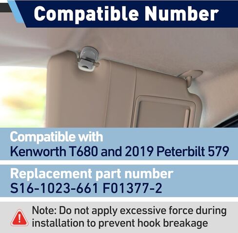 مجموعة من قطعتين S16-1023-661 مشبك واقي من الشمس باللون الرمادي متوافق مع Kenworth T680 وPeterbilt 579، رقم الجزء البديل F01377-2 in Kuwait